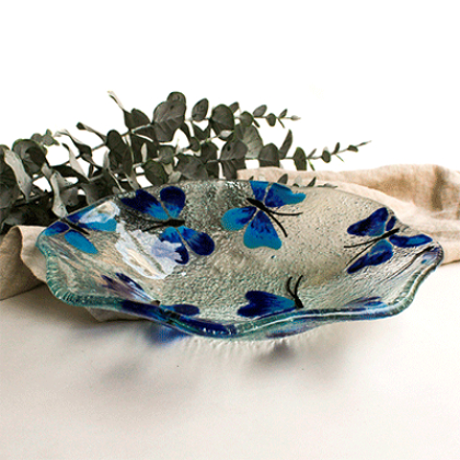 bowl ensaladera ondas mariposa azul